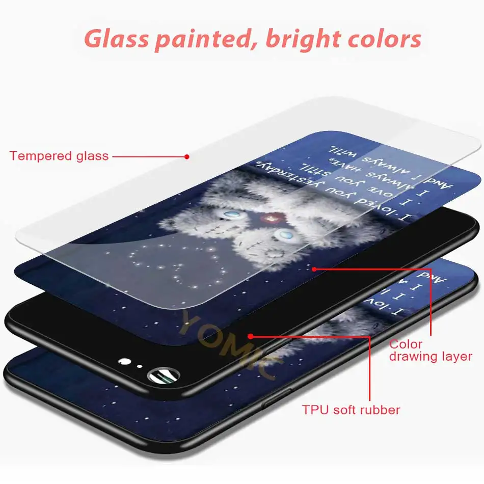

Tatty Teddy Tempered Glass Casing for iPhone 12 mini 11 Pro X XR XS MAX 7 6 6S Plus SE 2020 Case Cover Phone Shell