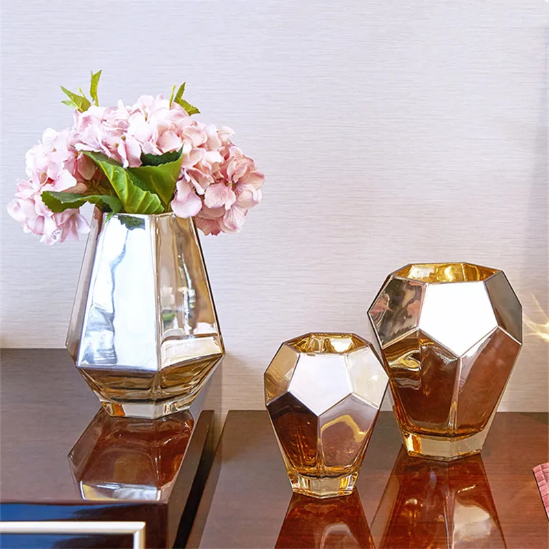 Скандинавская ваза из золотистого стекла маленькая свежая Цветочная композиция