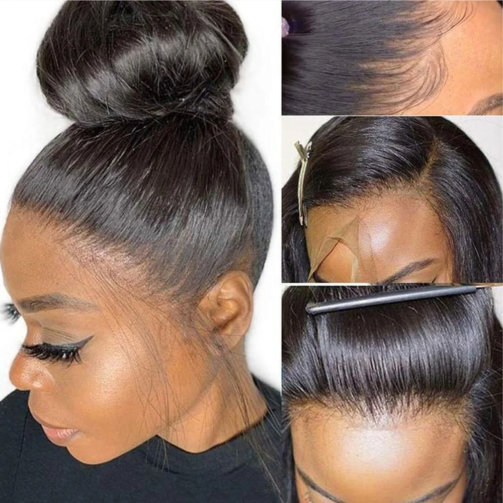 Парик Из прямых человеческих волос с бесплатной частью парики для черных женщин