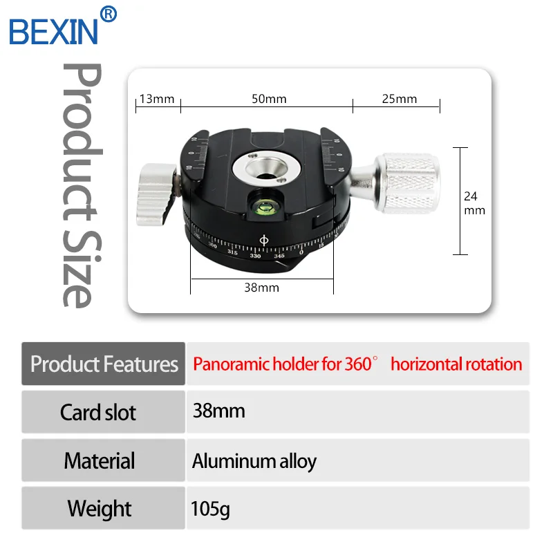 

DSLR Camera Quick Release Clamp Camera Mount Clip Tripod Ballhead Plate Adapter 360 Degree Rotating Panoramic Shooting Clamp