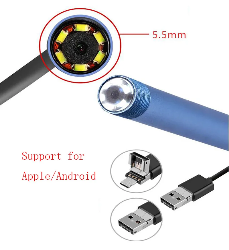 5 мм HD визуальная ухочистка Wifi 3 в 1 эндоскоп Android IPhone камера персональный