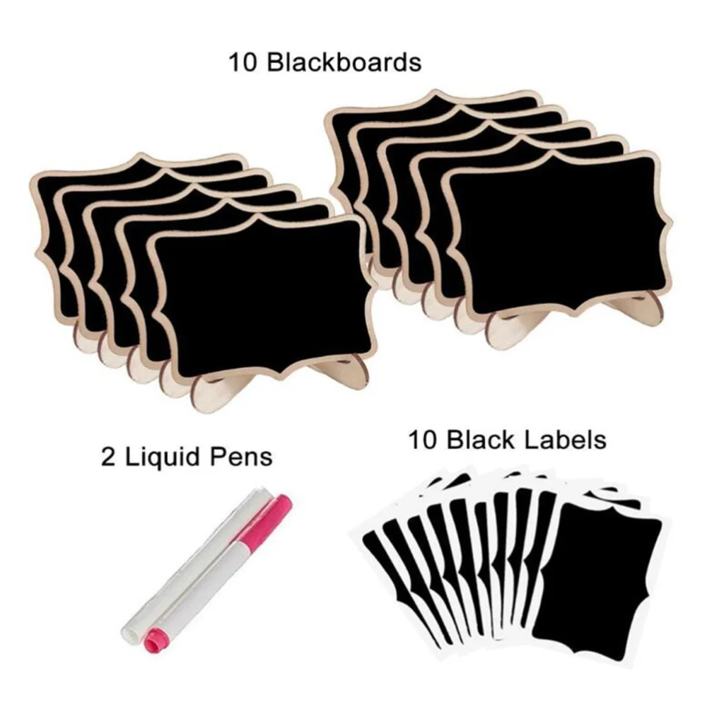 

Mini Chalkboards with Support Wood Message Board Signs Dinner Party Table Decoration Rectangle Blackboard (20pcs Rectangle and A