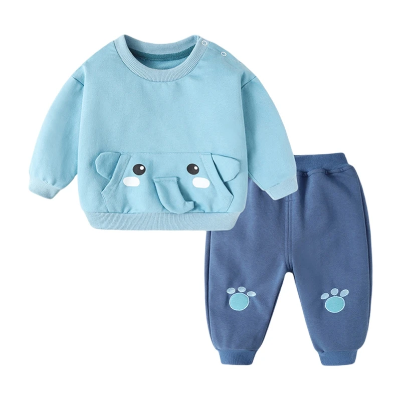 

Baywell Autumn Toddler Boys Clothing Suit Cartoon Print Sweater Pants Long Sleeve Top Trousers Set 2Pcs Infant Boy 0-4Y