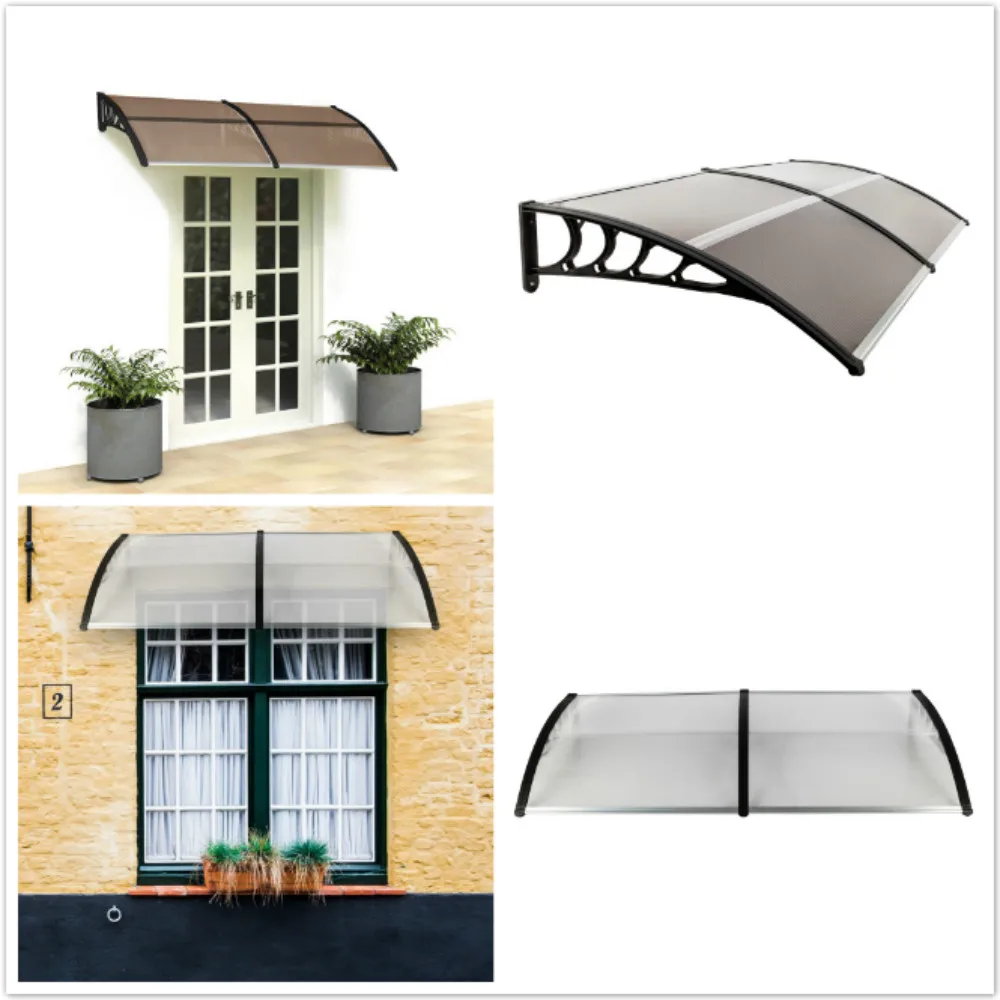 

HT-200 x 100 Household Application Door & Window Rain Cover Eaves Board & Black Holder Domestic Eaves Canopy Two Colors US