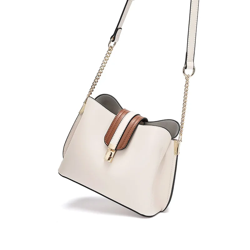 

Tote Women Bag Casual Shoulder Large-capacity Bucket Bag Simple Messenger Crossbody Handbag White 2021 Autumn New Fashion PM158