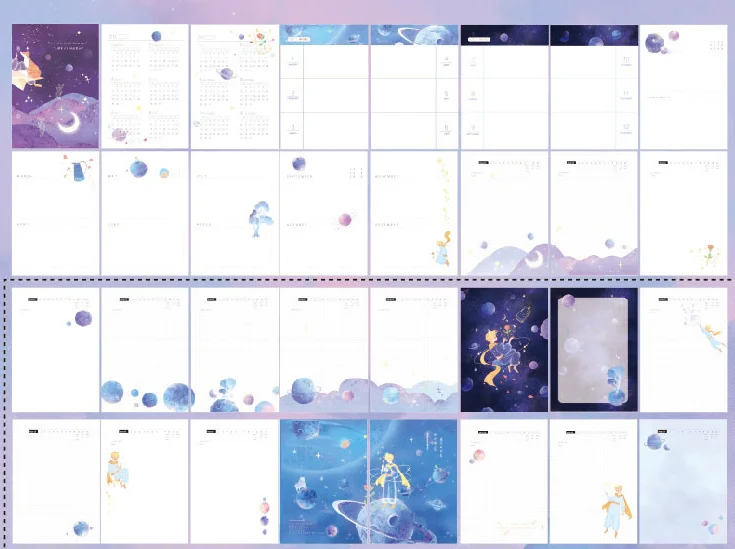 

Lovely Rose And Little Prince Theme Softcover PU Leather Journal Book 196P Undated Plan Page+Free Note 2021 Planner Diary Gift