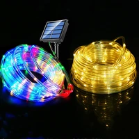 50100led solar copper wire tube string lights outdoor waterproof pvc christmas garland fairy lights strip for garden decoration