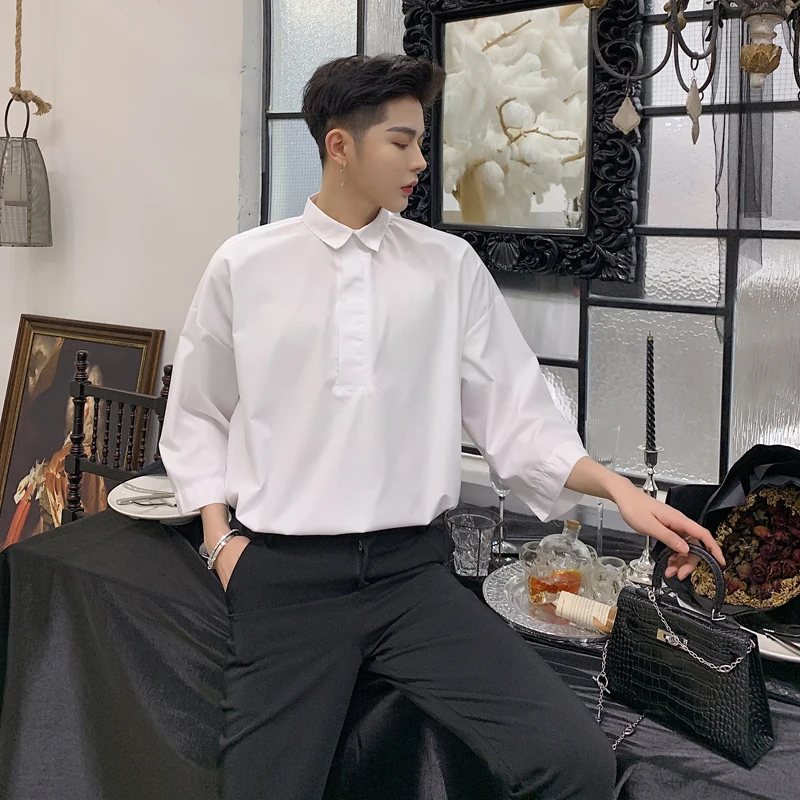 Мужские модные Свободные повседневные пуловеры с коротким рукавом мужские