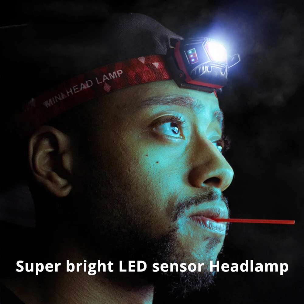 Светодиодный налобный фонарь с инфракрасным датчиком и дисплеем аккумулятора