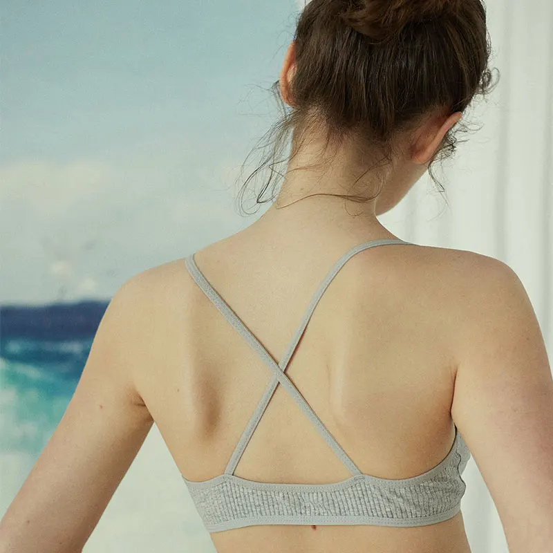 

Бюстгальтер женский хлопковый без косточек, пикантный тонкий бесшовный бюстгальтер с перекрещивающейся спиной, черный белый серый, нижнее ...