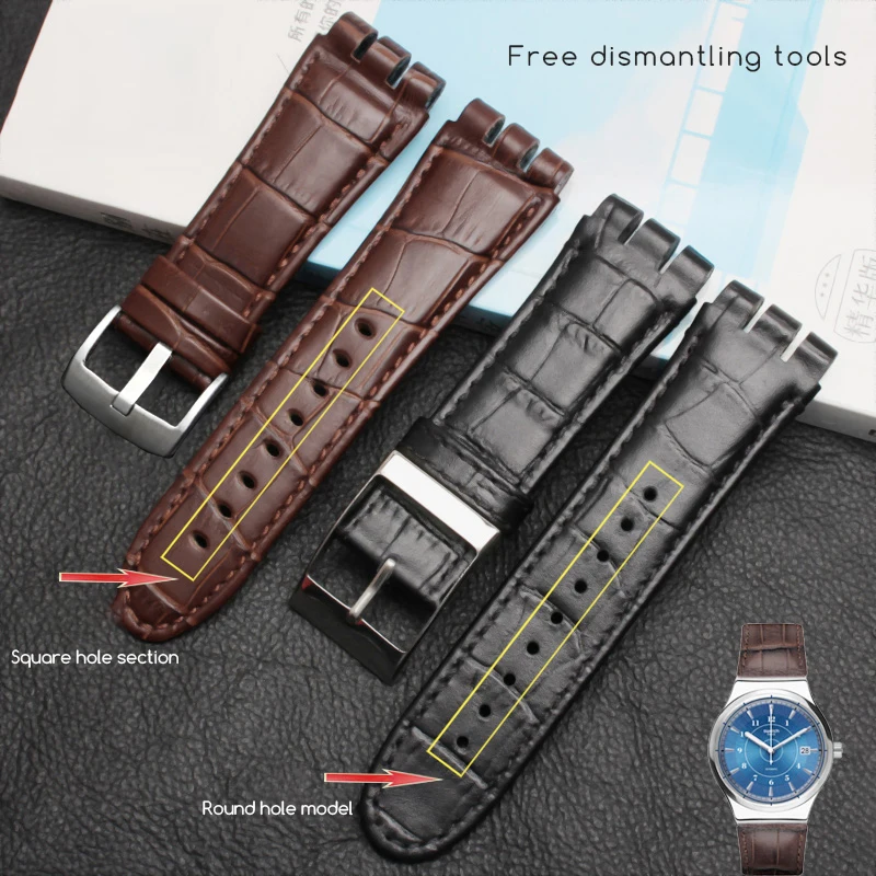 Фото Ремешок из натуральной телячьей кожи для часов Swatch IRONY YOS440 449 448 401G, стальная застежка, браслет для наручных часов, 23-26 мм №3