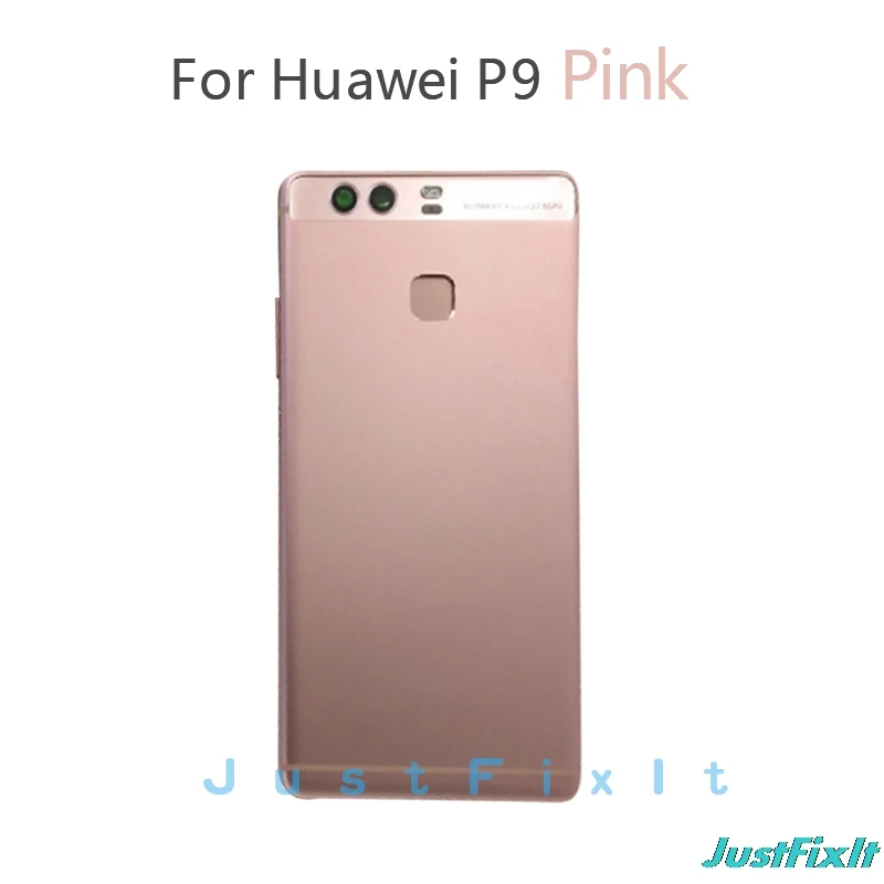 Корпус Батарея Крышка для huawei P9 EVA-L09 EVA-L19 EVA-AL00 дверь задняя Шасси Рама+ отпечатков пальцев Сенсор гибкий кабель - Цвет: Розовый