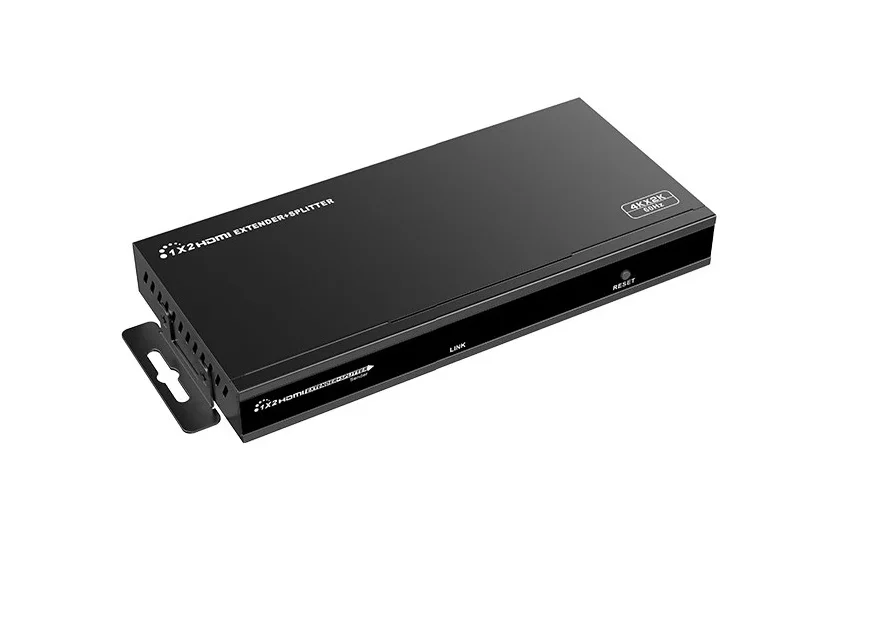 Up to 100Ft / 30M 4Kx2K@60Hz LKV712Pro-V2.0 1x2 HDMI2.0-compatible POE Extender Splitter with Loop-Out Over CAT6/6a/7 IR Remote |