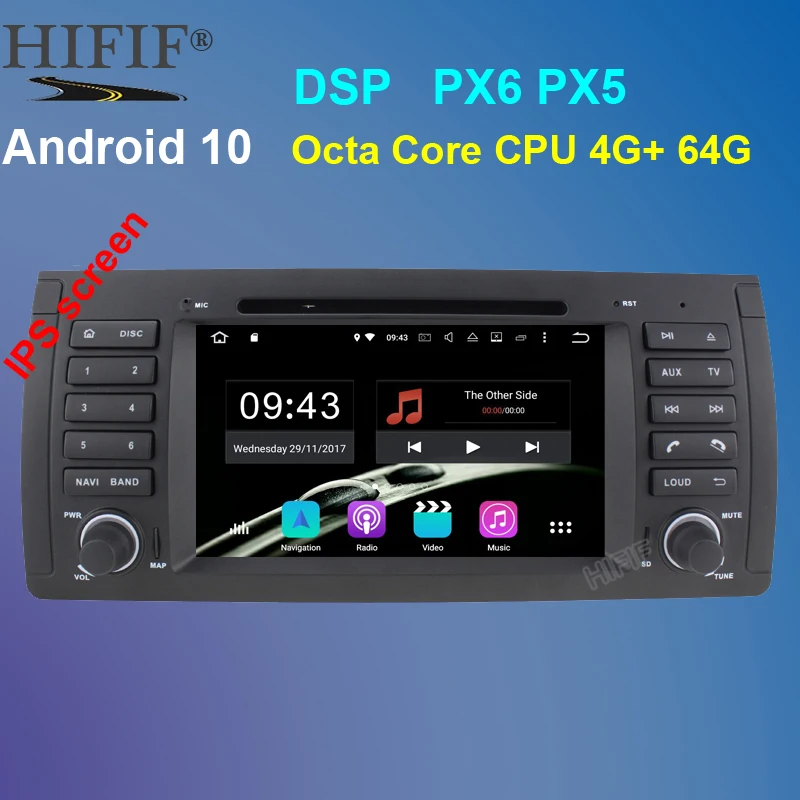 Автомобильный DVD плеер на Android 10 восемь ядер 4 Гб ОЗУ 64 ПЗУ с GPS HDMI для BMW E39 M5 1999 2000 2001