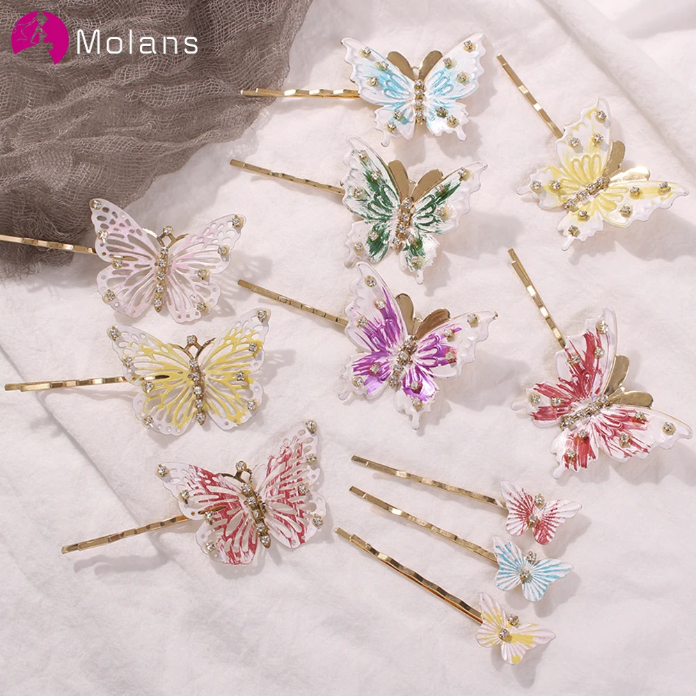 Molans Модные металлические шпильки в форме бабочки для Свадебные аксессуары волос