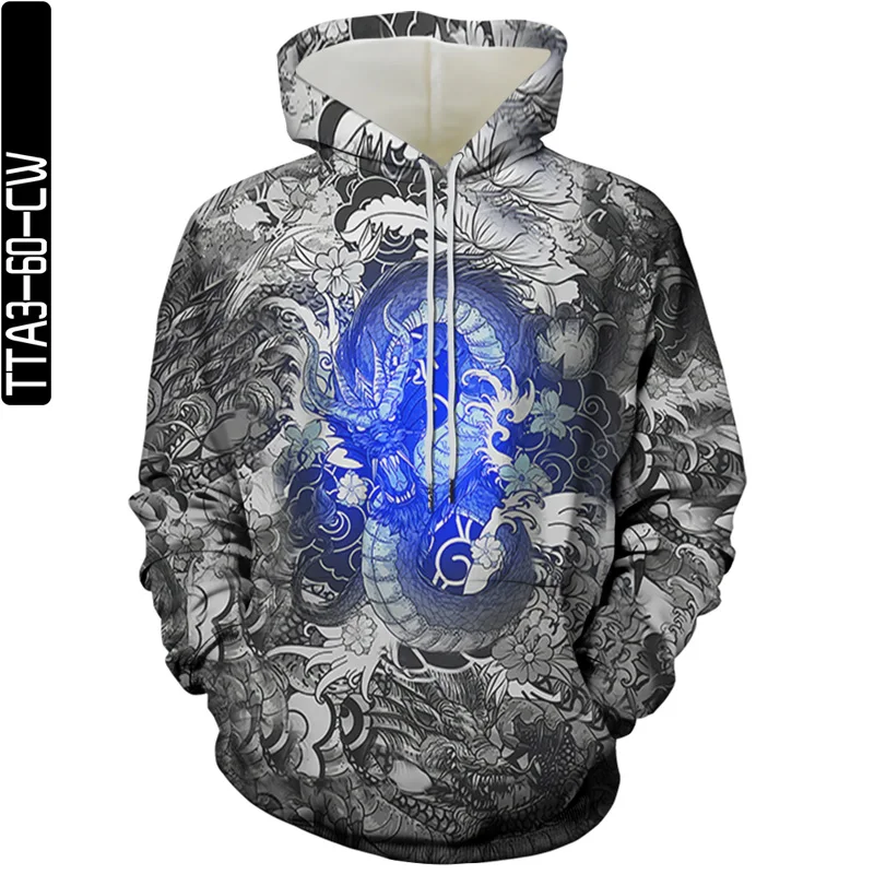 

3D Printing Chinese Yunlong Pattern Harajuku Men's and Women's Fashion Long-Sleeved Sports and Leisure Plus Size Hooded Sweater