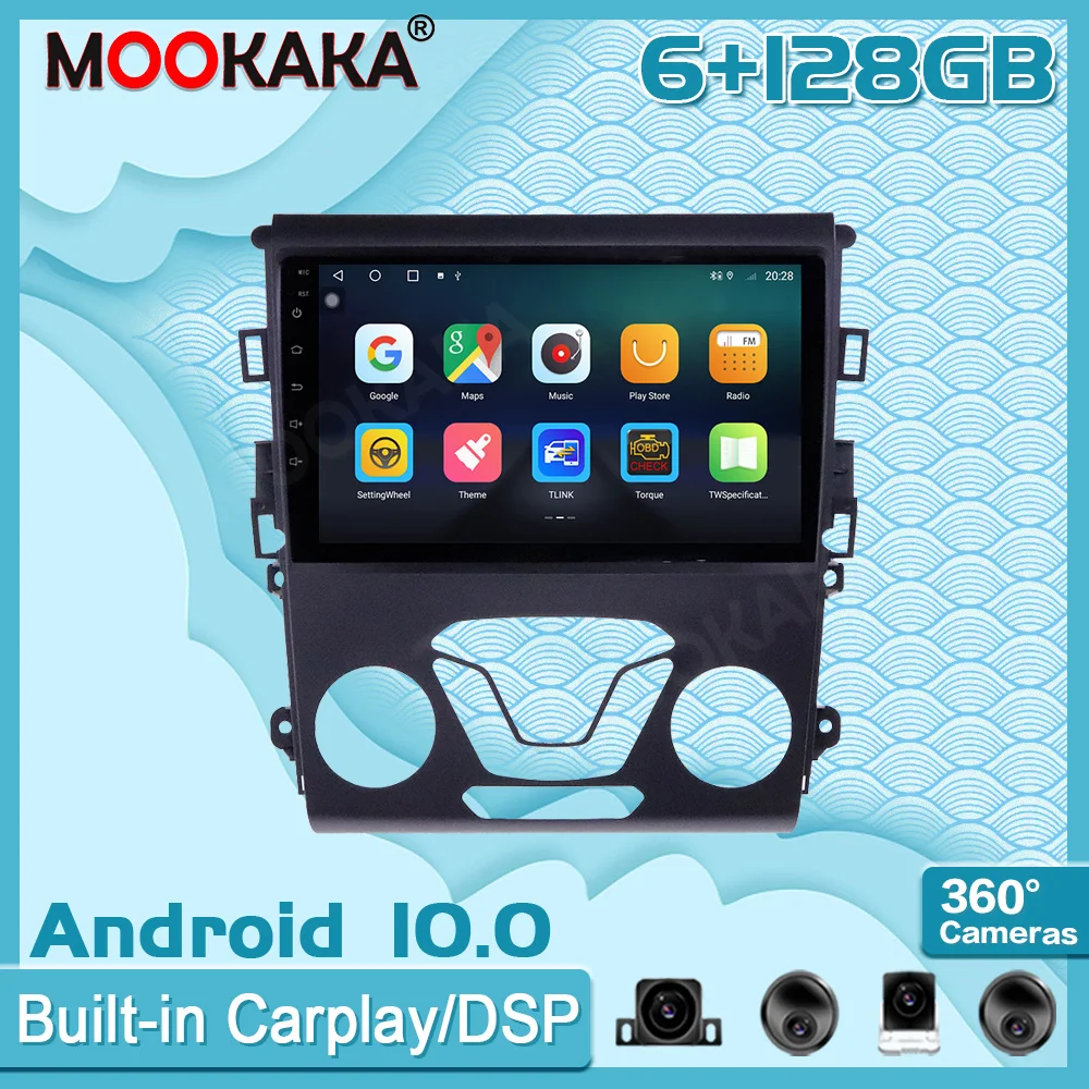 

6 + 128 ГБ Android 10 для Ford Mondeo 5 2014-2019 Carplay Радио мультимедийный плеер Автомобильный GPS-навигатор головное устройство с экраном Стерео