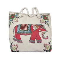 5pcs lot large capacity shopping bag animal elephant print women handbag canvas shoulder bag female tote bolsa sca