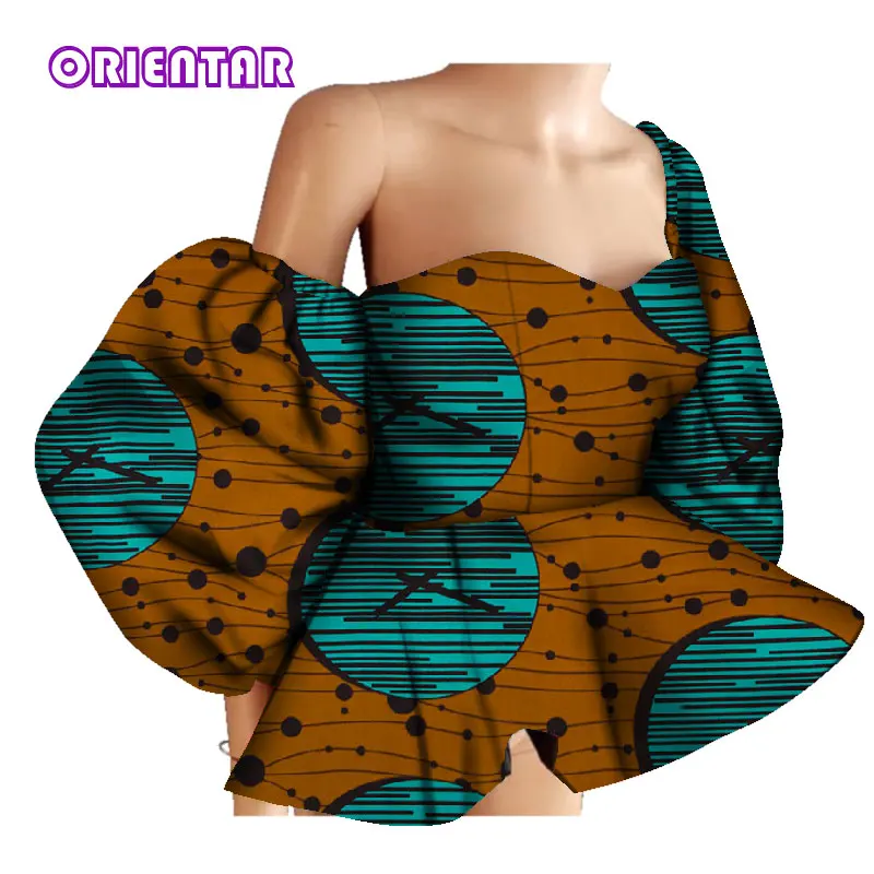 New Cotton Women Shirts African Wax Draped Print Shirts for Women Bazin Riche Patchwork African Style Clothing WY3397 - Цвет: 5