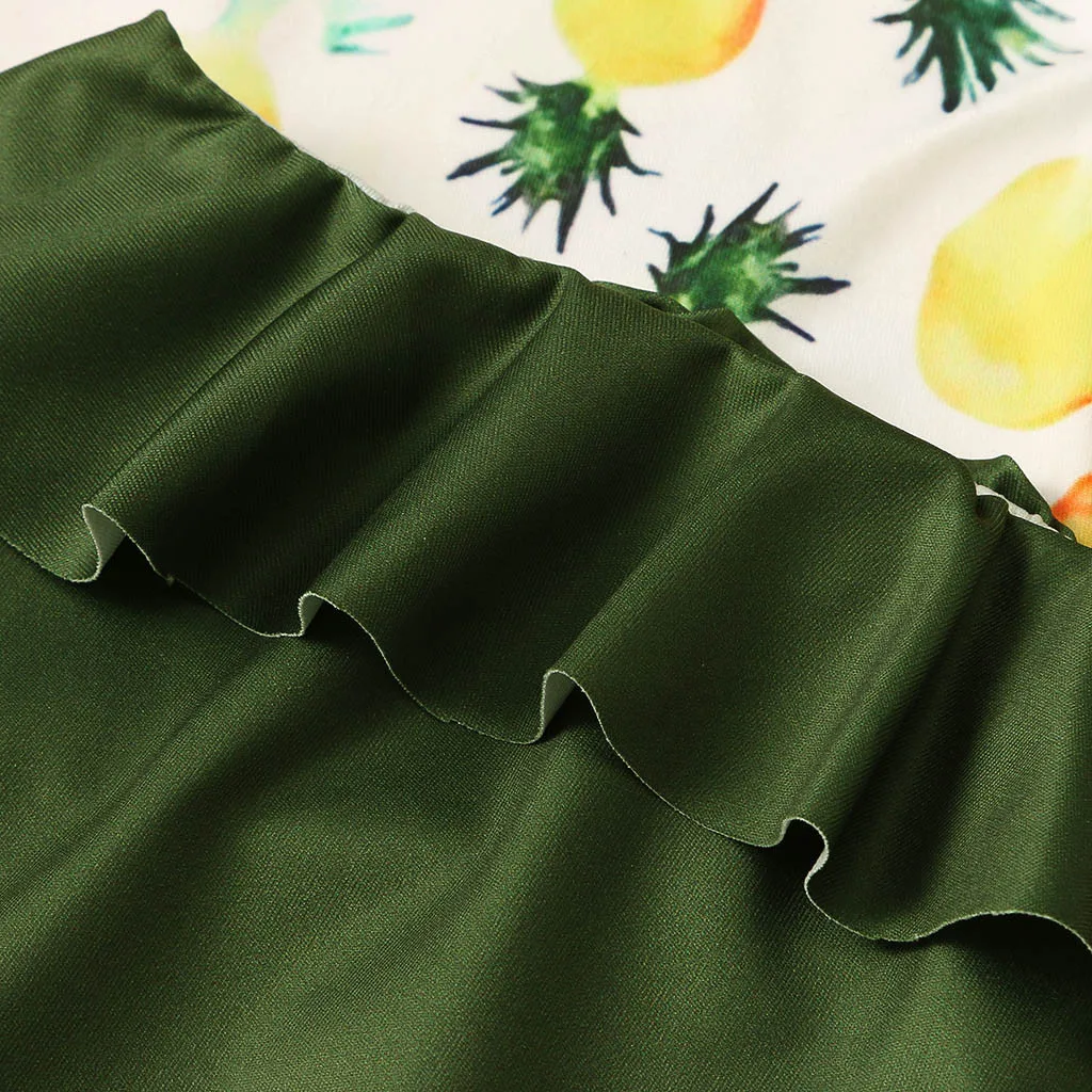 Купальный костюм для девочек из 2 предметов с принтом в виде листьев лотоса