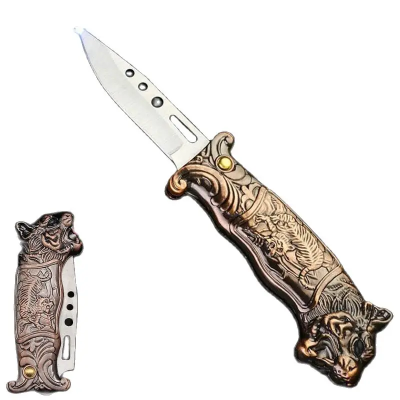 

Butane Lighter Multifunctional Dragon Tiger Head Creative Portable Folding Knife Two In One Windproof Cigarette Accessories
