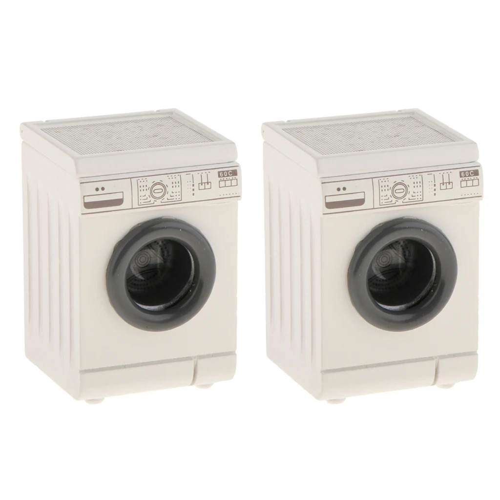 

2pcs 1/12 Dollhouse Miniatures White Washing Machine Washer Home Appliance 12th Dolls House Accessories