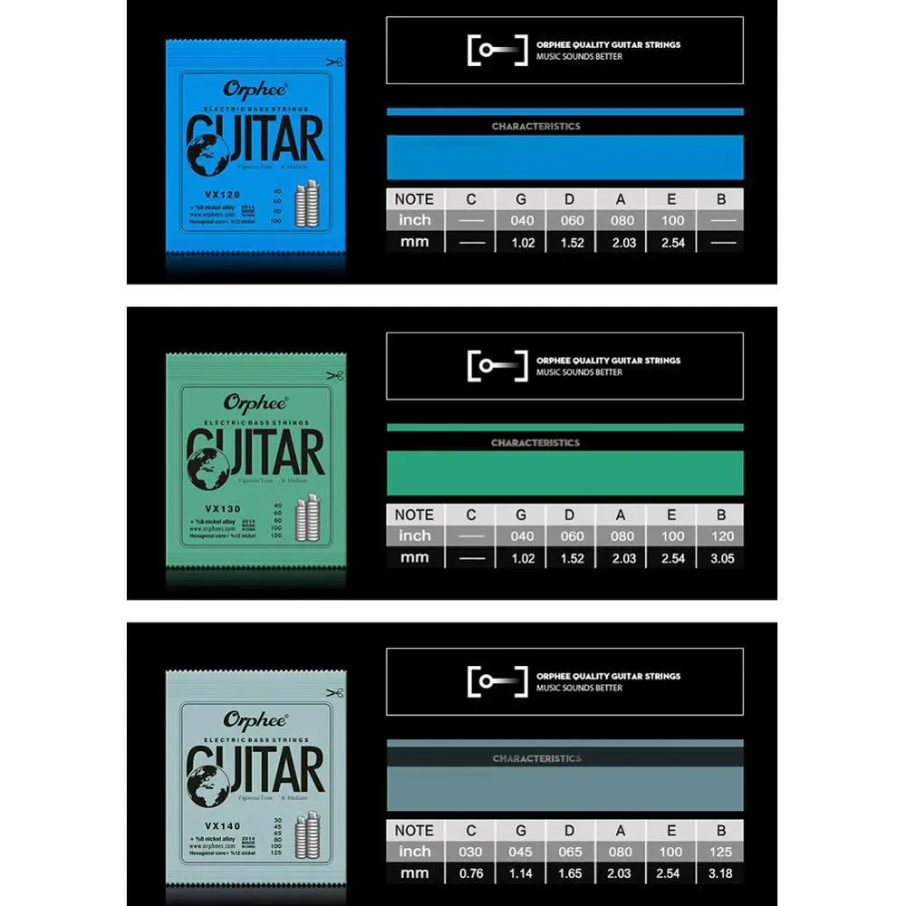 

Orphee VX Series 4/5/6 String Bass Strings Electric Bass Strings Hexagonal Carbon Steel Nickel Alloy Wire Guitar Accessories