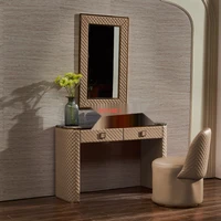 Post-modern dresser  bedroom stainless steel marble desk Hong Kong French luxury leather makeup table.
