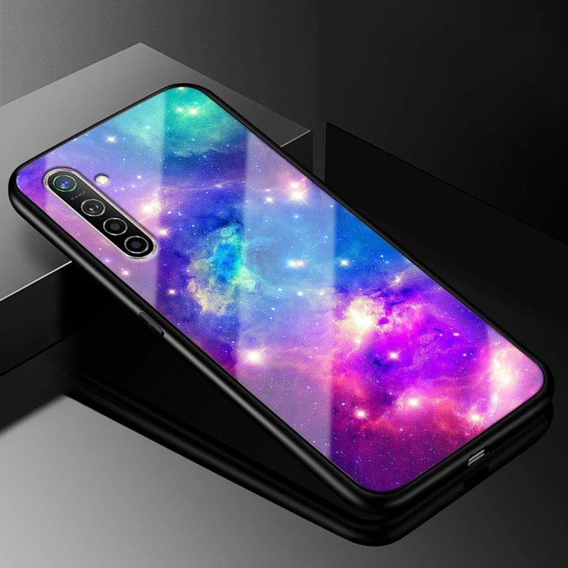 Для OPPO Realme X2 чехол 6,4 ''модный стеклянный Жесткий Чехол для задней панели телефона чехол s для OPPO Realme XT силиконовый бампер