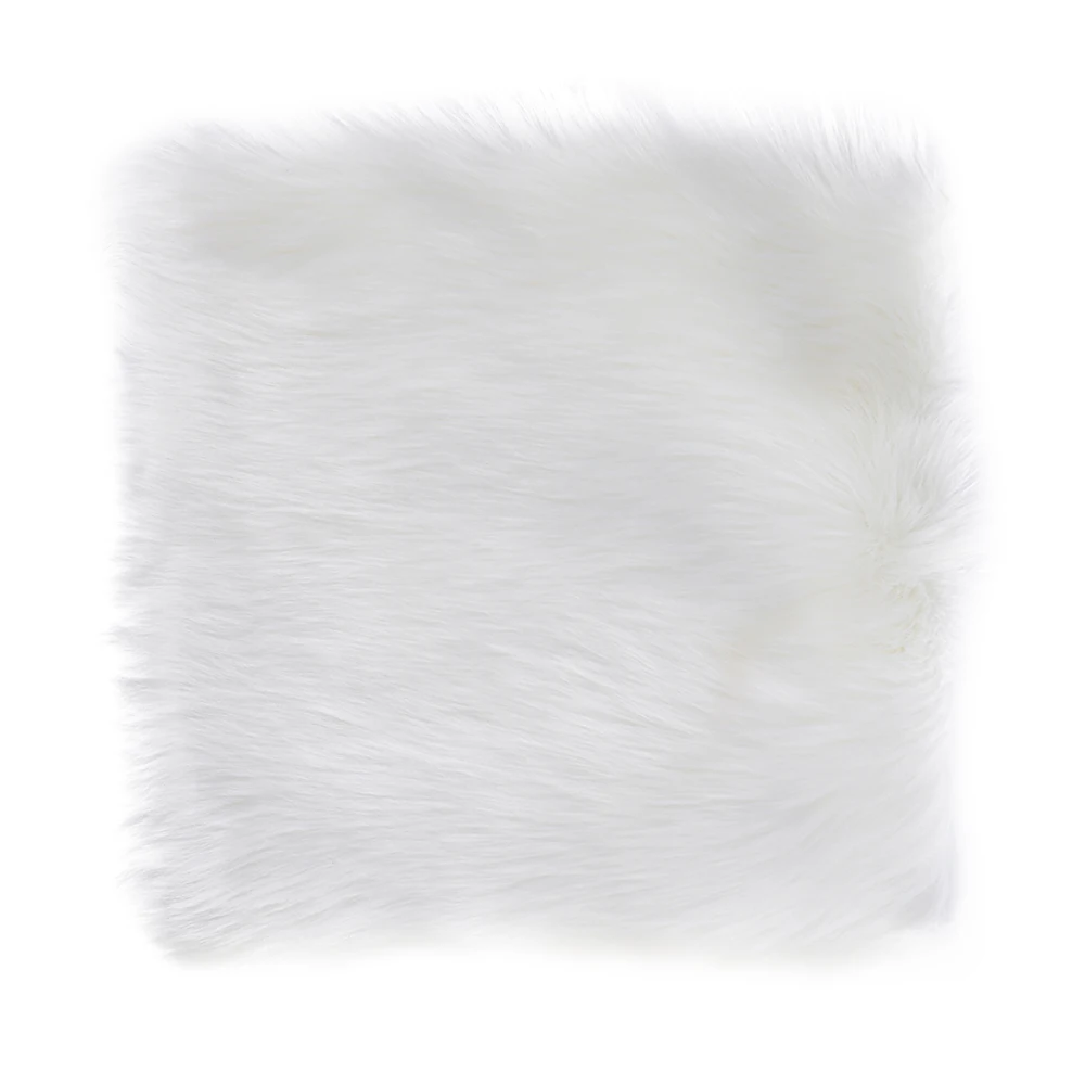 White 40x40cm Чехол для стула из искусственной овчины, разноцветная теплая шерстяная ковровая подушка для сиденья, длинная кожа, мех, простые пушистые коврики, моющиеся - Цвет: White 40x40cm