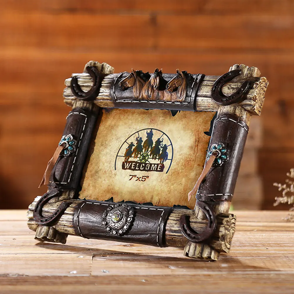 

1pc Retro Photo Frames Resin Picture Frames Creative Photo Holders Desktop Decor Resin Photo Frame Retro Old Ornaments