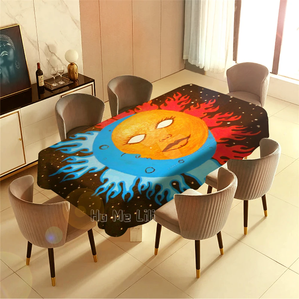 

Красочная скатерть с рисунком Солнца и Луны, креативное украшение для дома