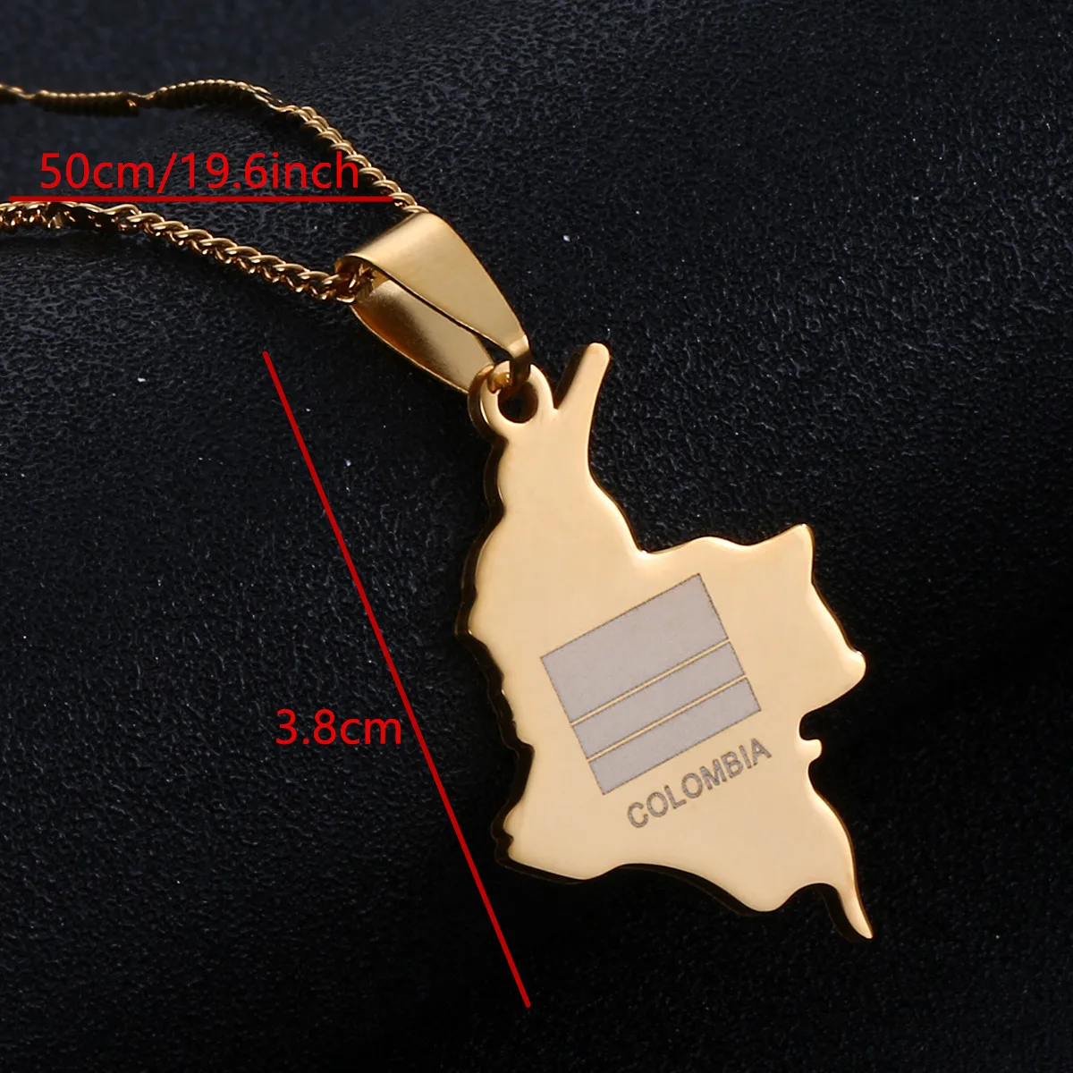Ожерелье с подвеской из нержавеющей стали изображением карты Колумбии модная