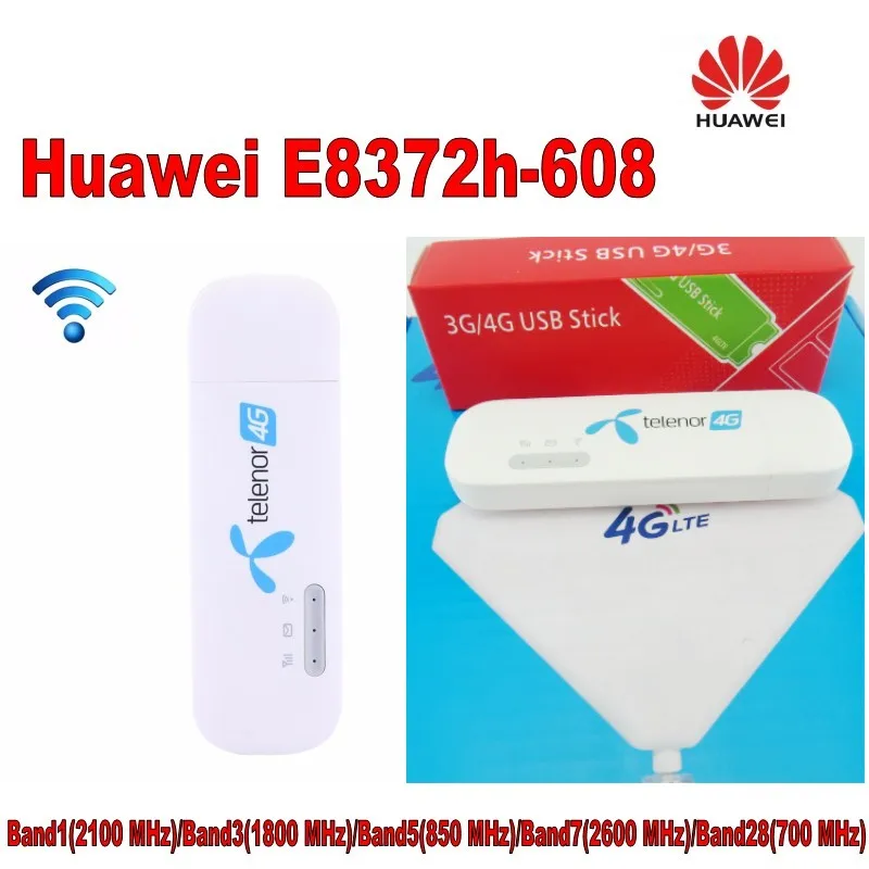 Разблокированный huawei E8372 E8372h-608 4G LTE 150 Мбит/с USB модем и антенна USB WiFi ключ 4G модем carfi поддержка 10 пользователей Wifi