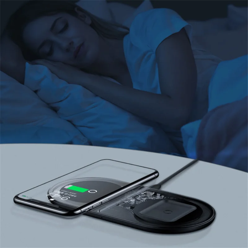 Беспроводное зарядное устройство Xiaomi Baseus 2 в 1 15 Вт двойное с быстрой зарядкой