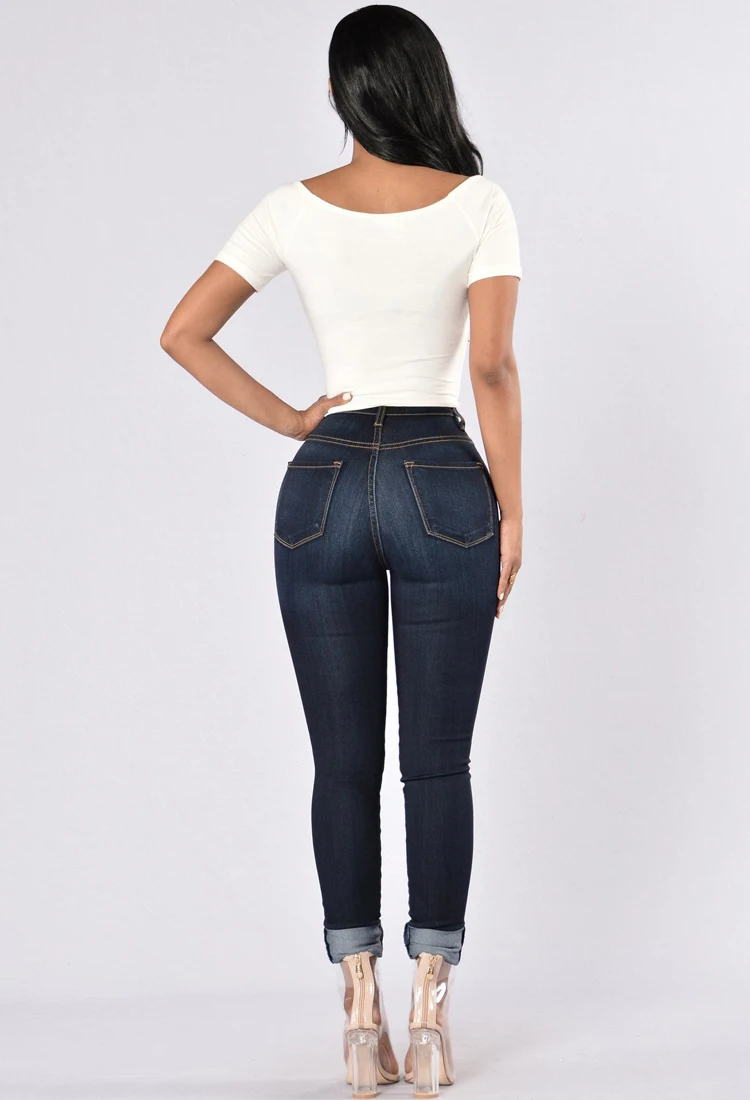 

High Waist Skinny Jeans Women Stretch Slim Pencil Pants Elastic Cotton Denim Trousers Female 2021 Fashion Summer Clothing