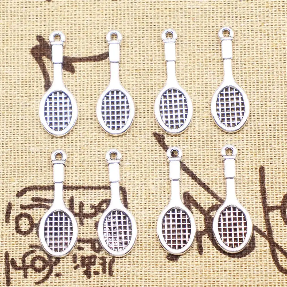 

10 шт Набор для создания украшений подвески-ракетки, античное серебро, цвет 29x10 мм