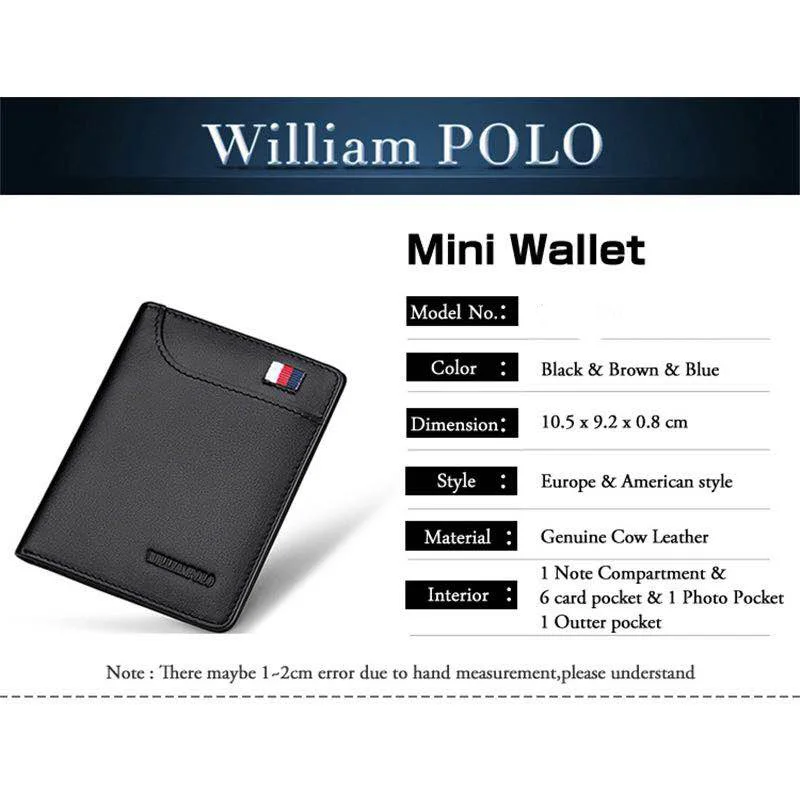 WILLIAMPOLO модные брендовые мужские кошельки натуральная кожа Тонкий Двойные Держатель кредитной карты мужской карман кошелек мужской клатч