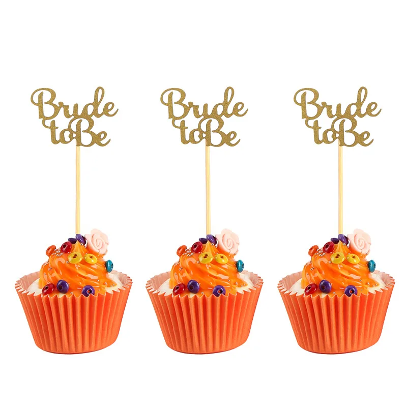 

10pcs/bag Glitter Bride To Be Cupcake Toppers Bridal Shower Wedding cake topper Bachelorette Party Cake Decoration Supplies