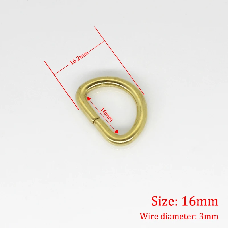 Inner width 16mm 2 шт Твердые Латунные D кольца для пряжки для сумки ремень кошелек лямки ошейник собаки 10-38 мм внутренняя ширина кожа ручной работы аксессуары - Цвет: Inner width 16mm
