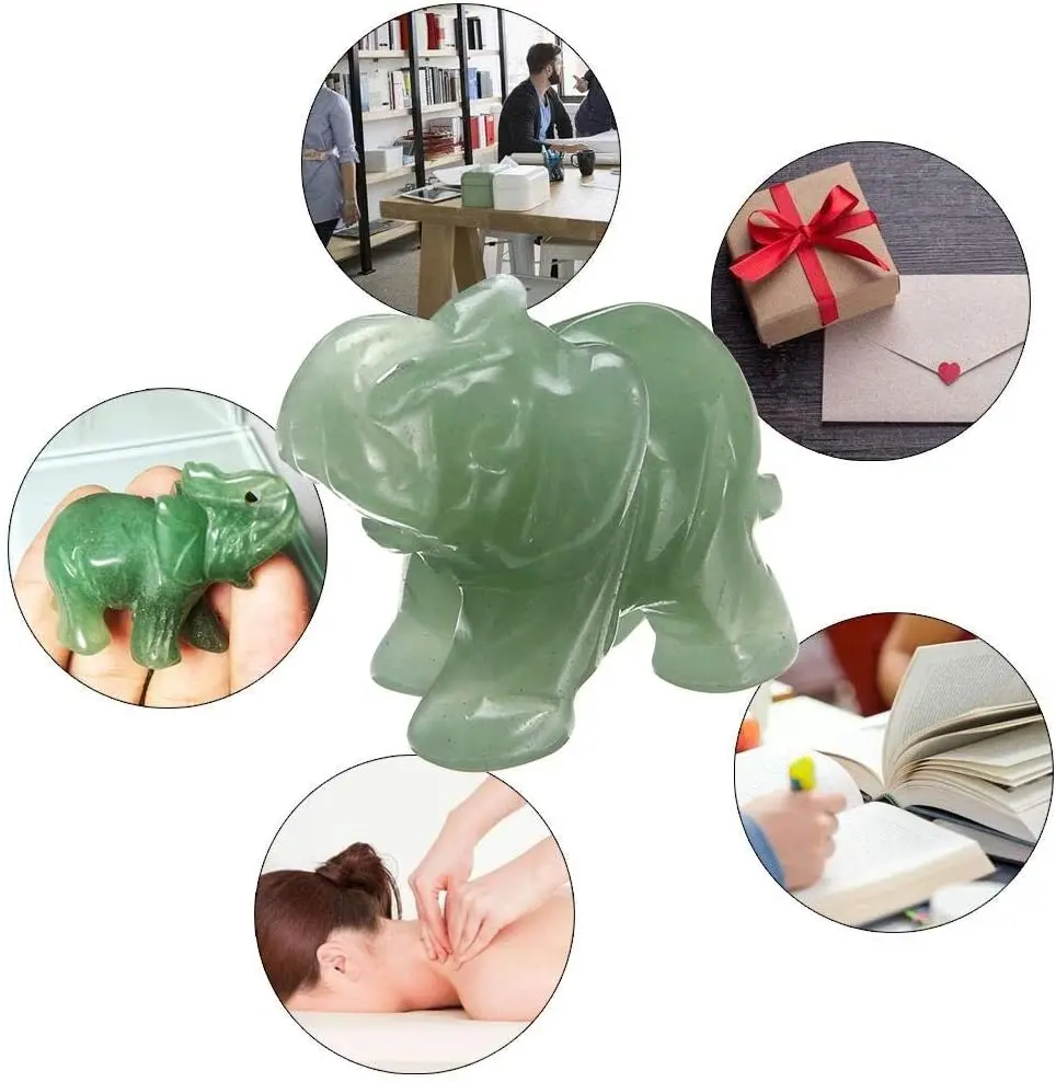 Счастливый Слон зелёный авантюрин нефрит стон Fortune Feng Shui Статуэтка женщины в офис
