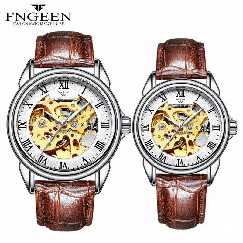 Mechanical Watches for Men and Women Paired Couple Wrist Steel Waterproof Skeleton Self Wind Automatic Watch Lovers | Наручные часы
