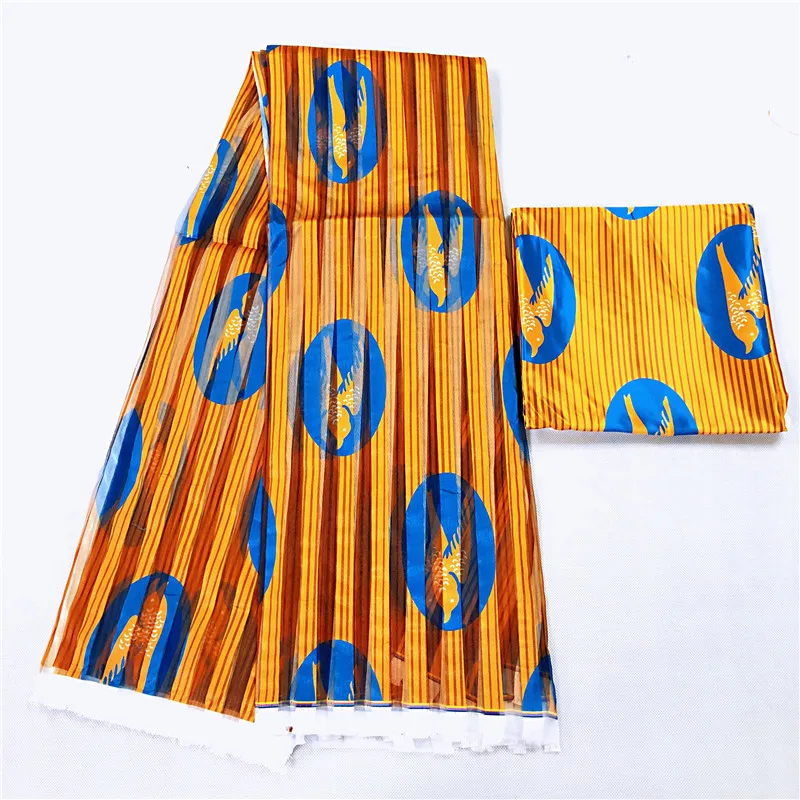 

4+2yards African fabric satin silk organza material soft silk fabric ankara satin fabrics for women dress