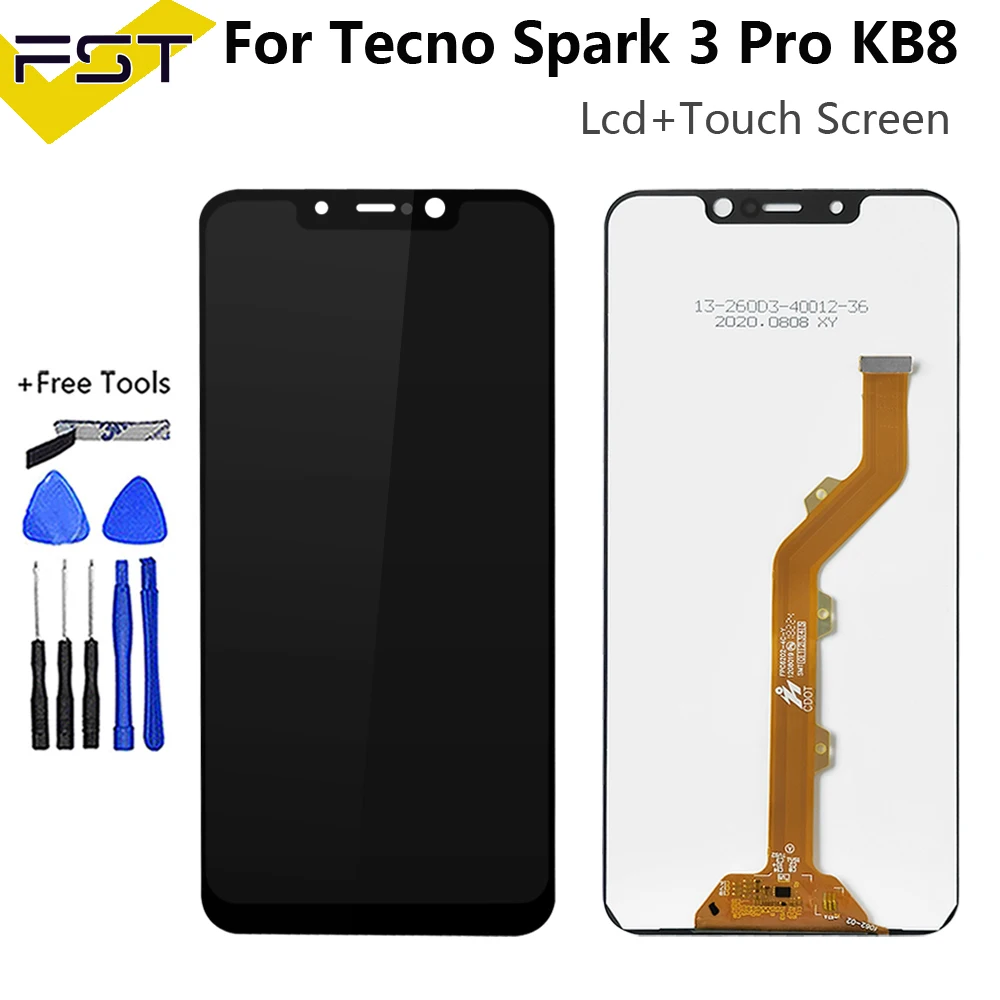 Для Tecno Spark 3 Pro KB8 ЖК дисплей с сенсорной панелью дигитайзер стекло