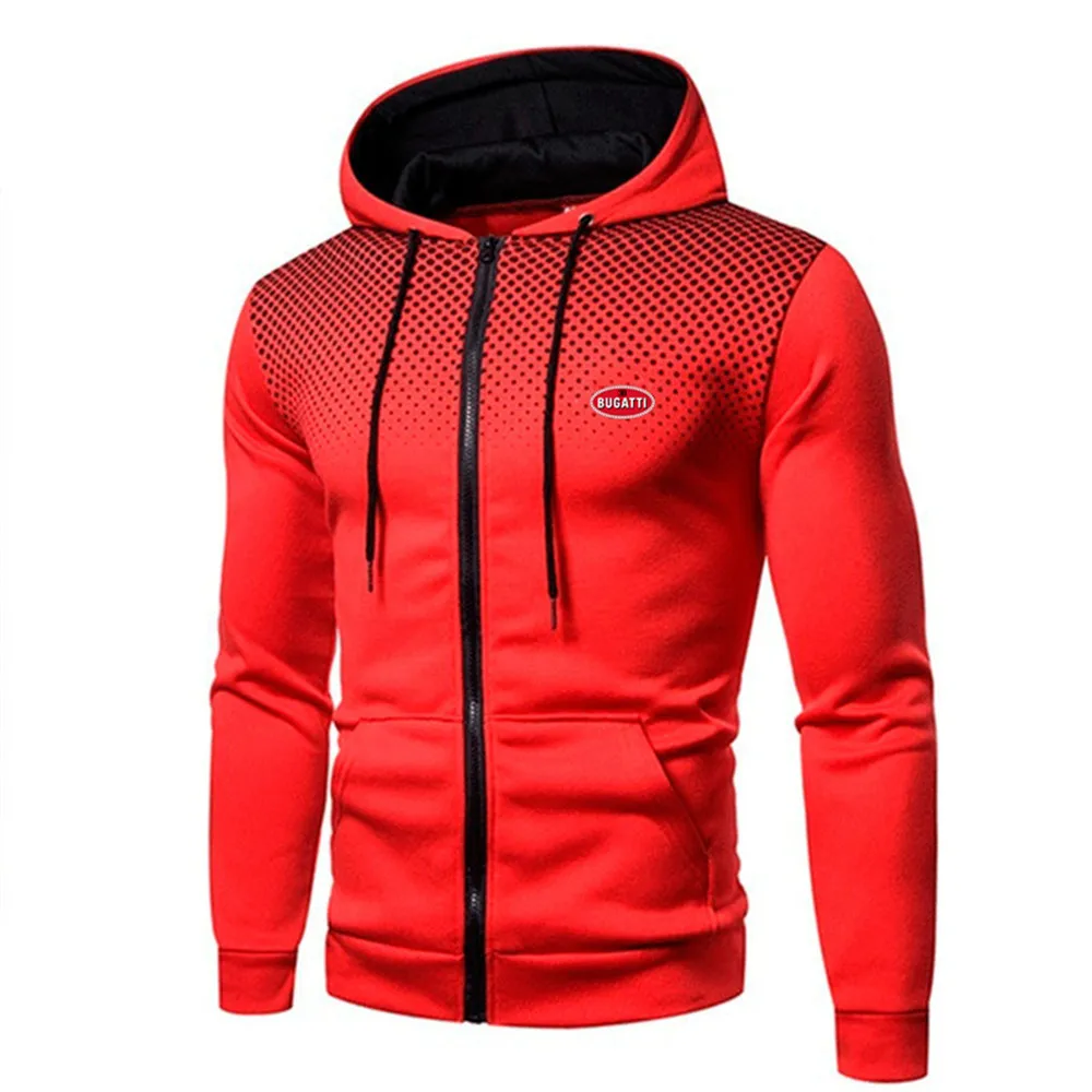 

BUGATTI Fashion Printed Men's Jacket Hoodie Coat Casual Zipper Sweatshirt Fashion Jacket Winter Wool Hoodie Men AH8
