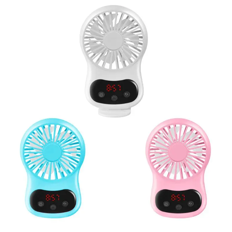 

Mini Portable Creative Desktop Fan with Time Clock USB Rechargeable Handheld Air Cooler Summer Cooling Tools