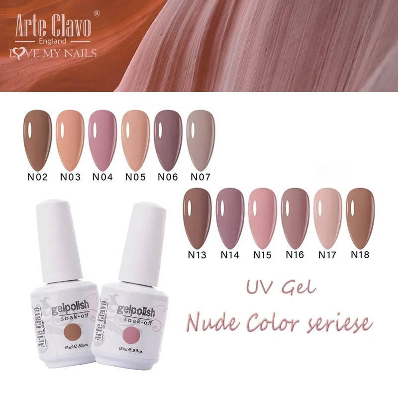 

Arte Clavo 15 ml UV Gel Nail Polishl Nude Color Series Hybrid Nails Lacquer UV Led Nail Gel Soak Off Nail Art Gellak Gel Varnish