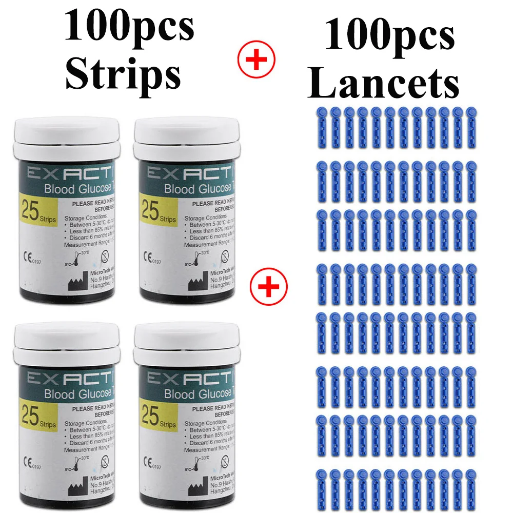 200pcs Diabetic Test Strips Lancets for Blood Sugar Monitor Glucometer Diabetes Glucose Meter Medical Accessories Health Care