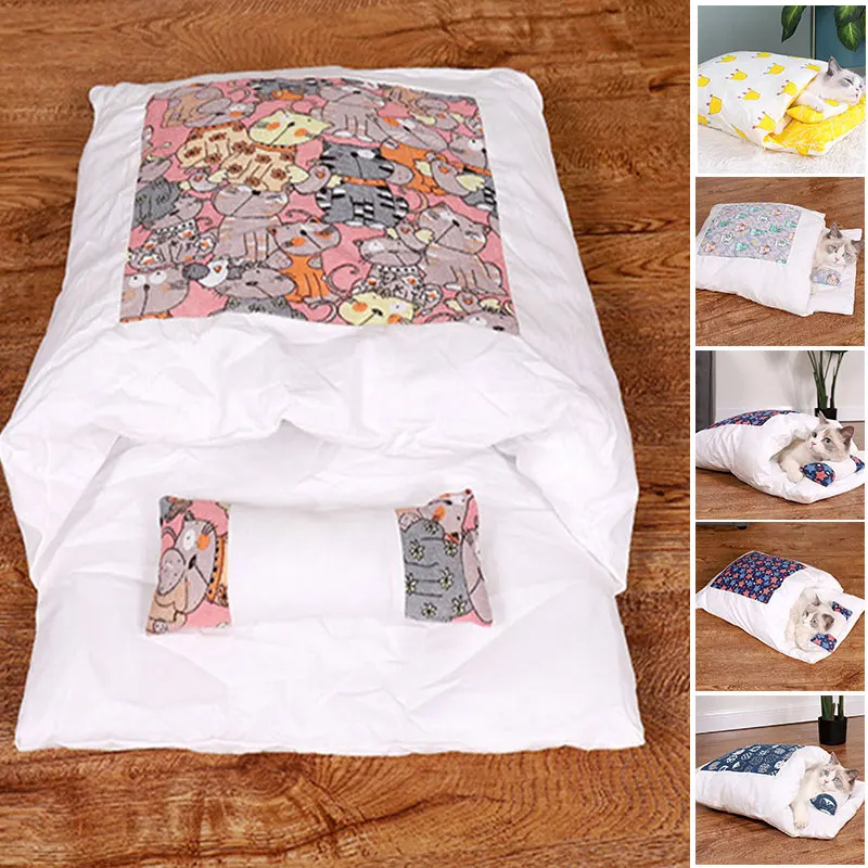 

Warm Cat Sleeping Bag Removable Cat Bed Winter Warm Cat House Small Pet Bed JS22