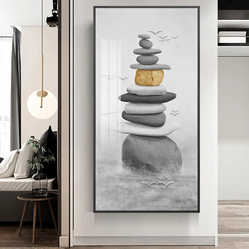 Скандинавский золотой и серый камень Картина на холсте Роскошные Классические